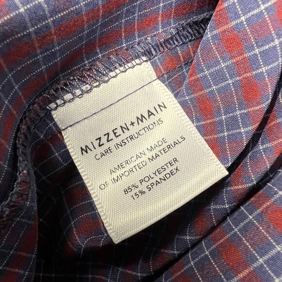Mizzen + Main Shirt Mens XL Plaid Trim Fit Leeward Collection Performance USA - Picture 4 of 7